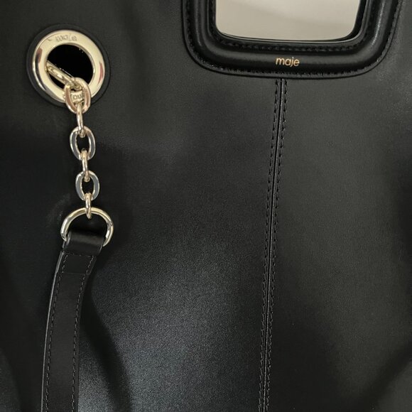 MAJE STUDIO - PURE LEATHER CITY BAG WITH DETACHABLE STRAP. 3 WAYS TO WEAR - NEW - Picture 4 of 9